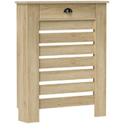 Couvercle de radiateur cache radiateur grille à lattes horizontales avec 2 tiroirs en bois 78l x 19P x 95,5H cm chêne-0