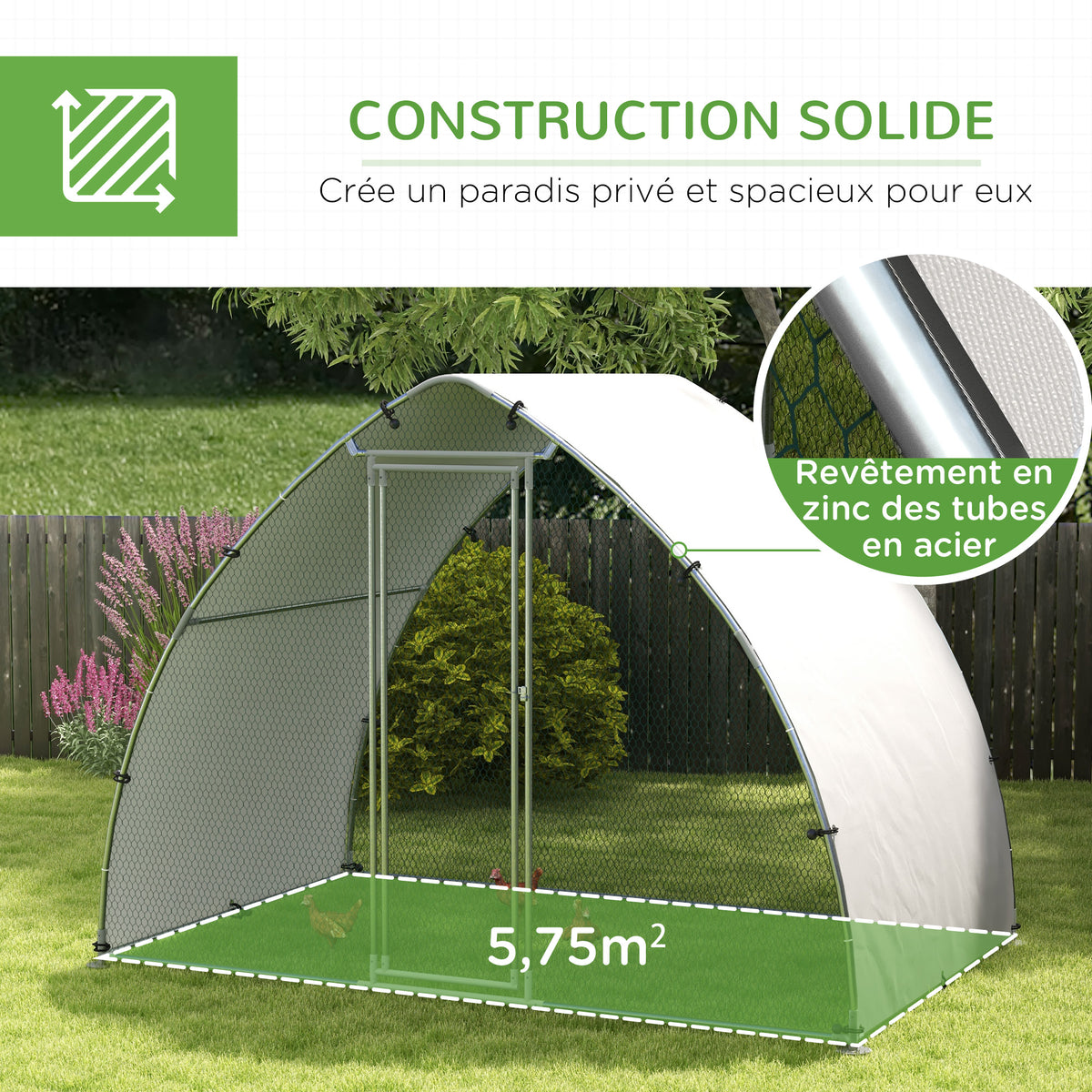 Enclos poulailler multi-usage chenil volière, 5,75 m²-5