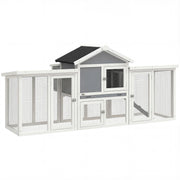 Poulailler chalet en bois massif, 204 x 85 x 93 cm, gris-3