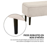 Banc de rangement coffre de rangement pieds en bois de caoutchouc 95 x 38 x 45 cm beige-4