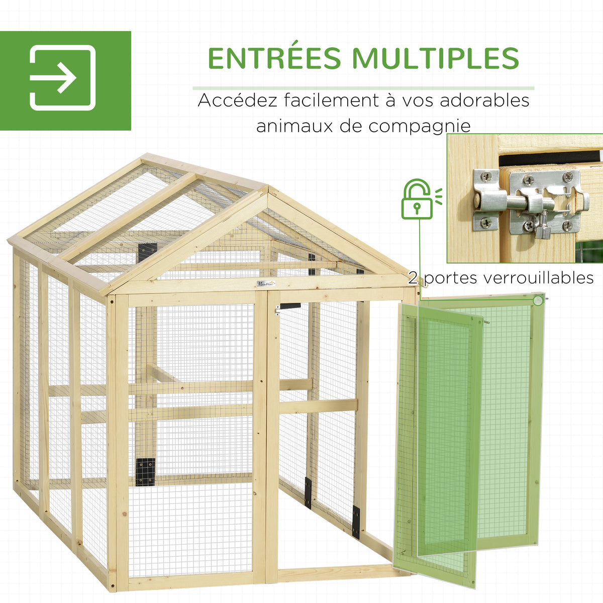 Enclos poulailler en bois, 1,18 m², naturel-1