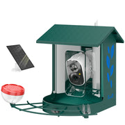 Mangeoire à Oiseaux avec Caméra 2K Solaire 2,5L 142°, Identification IA 16000+, App, IP65, SD 32 Go, 30x34,5x26,3cm Vert-0