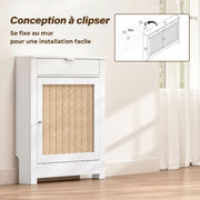 Cache-radiateur placard rabattable rotin-1