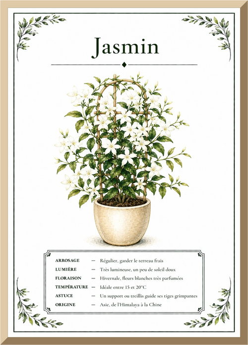 Affiche botanique Jasmin – illustration florale