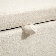 Banc de rangement, banc coffre de rangement en tissu bouclette avec couvercle relevable et pieds en acier, crème-8