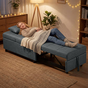 Fauteuil convertible 1 place fauteuil lit avec dossier réglable, siège rembourré et oreiller, gris-7