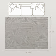 Tapis salon 160 x 120 cm, tapis à poils épais géométrique, moelleux et antidérapant, gris-2