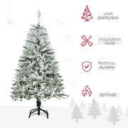 Sapin de Noël Artificiel enneigé 120H cm 200 Branches épines Imitation Nordmann Grand réalisme-3