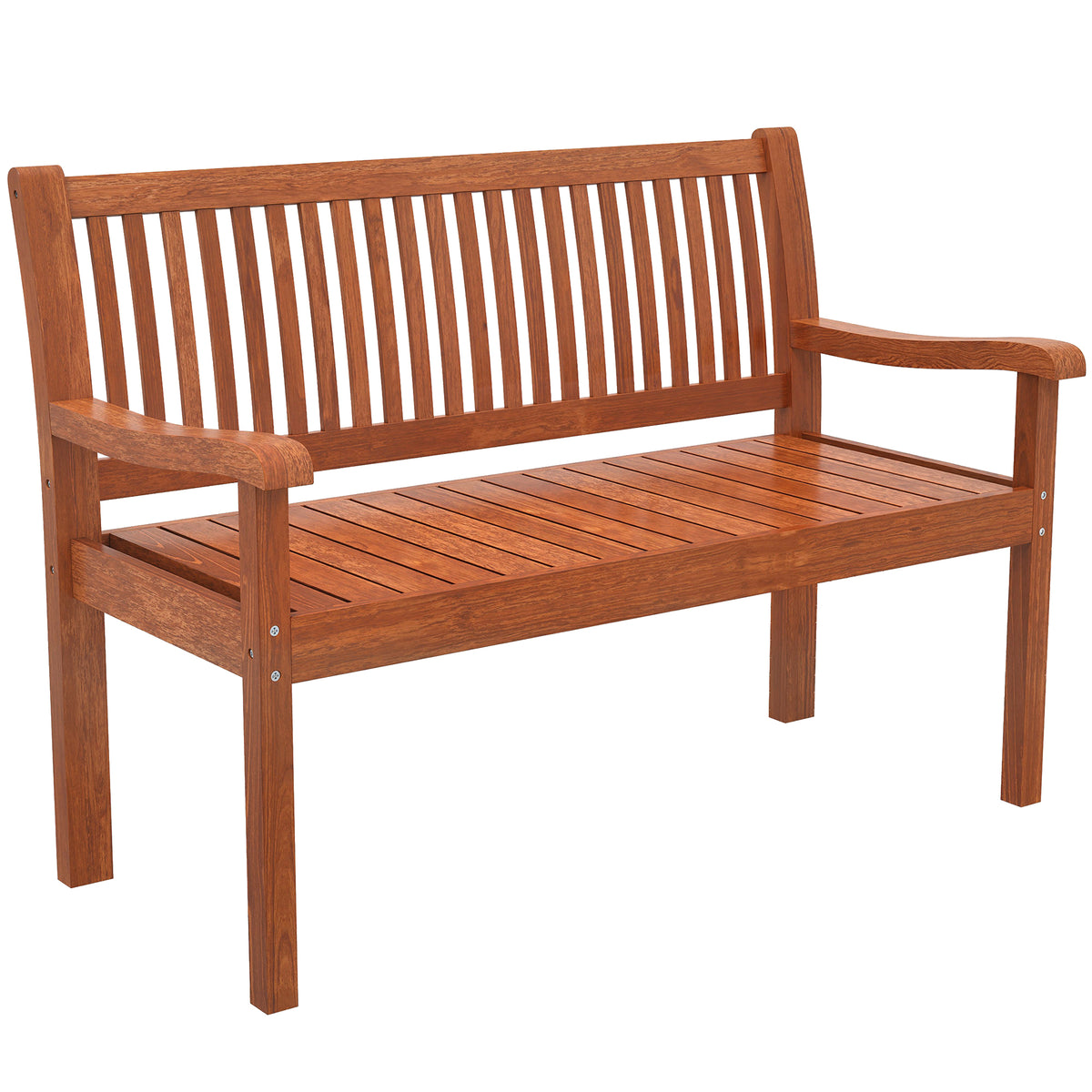 Banc de Jardin Banc Extérieur 2 Places avec Housse Imperméable et Dossier Ergonomique Bois Marron Clair-0