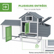 Petit poulailler cottage sur pied en bois, blanc-2