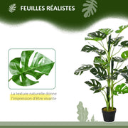Monstera artificiel Ø16 x 100 cm, 21 feuilles, pot ciment, intérieur et extérieur-1