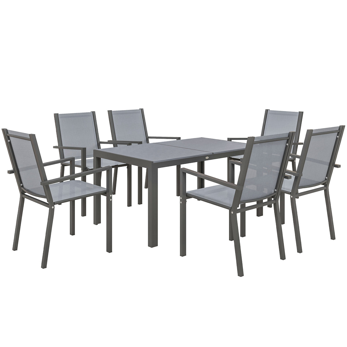Ensemble de salle à manger de jardin pour 6 personnes salon de jardin extérieur cadres en acier chaises empilables gris-0