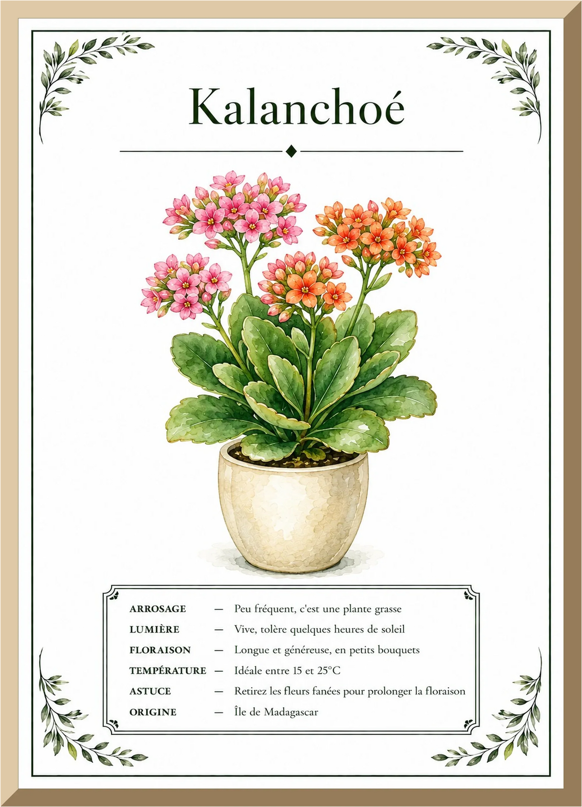 Affiche botanique Kalanchoé – illustration végétale