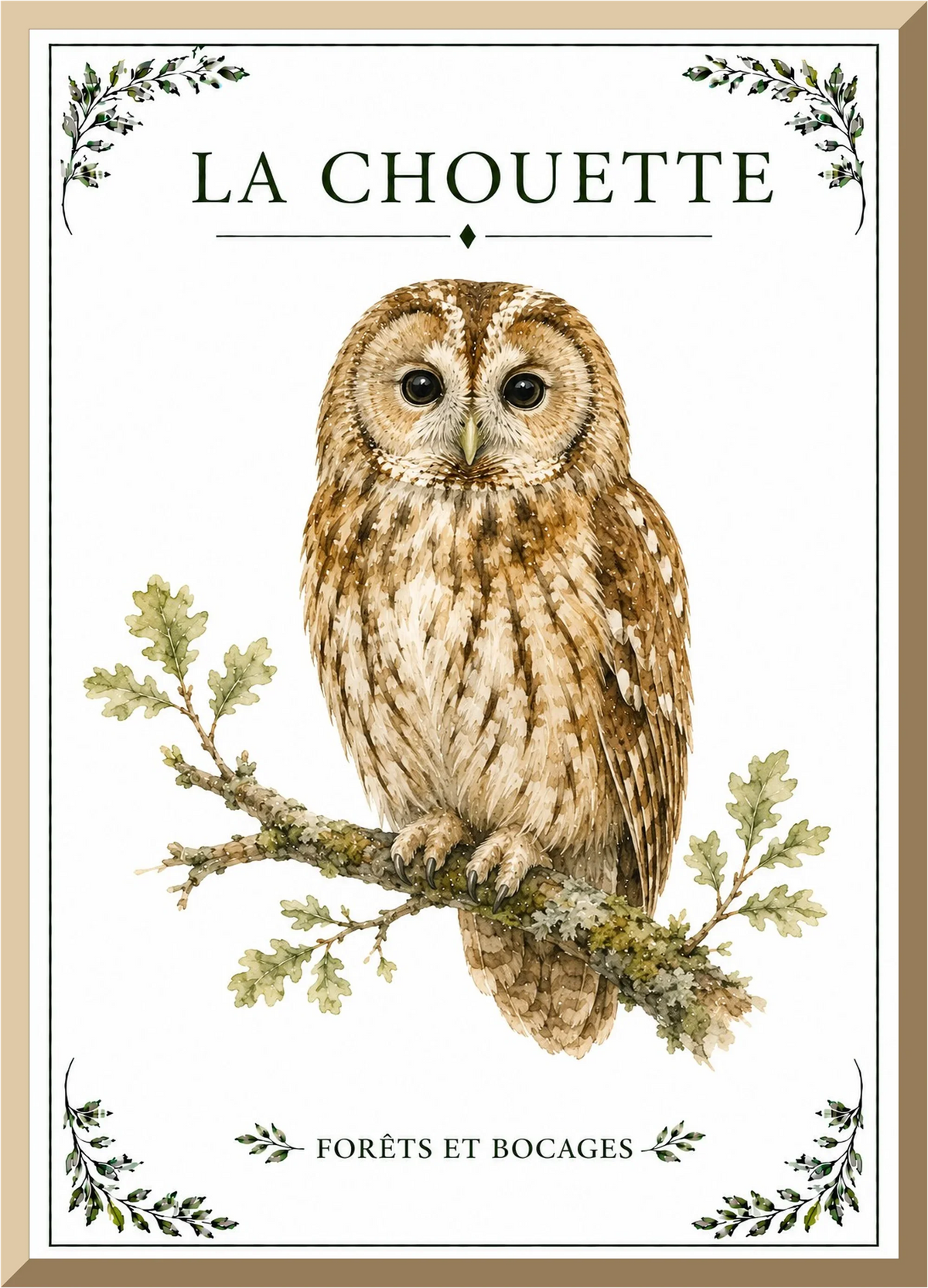 Affiche naturaliste Chouette – illustration d’oiseau