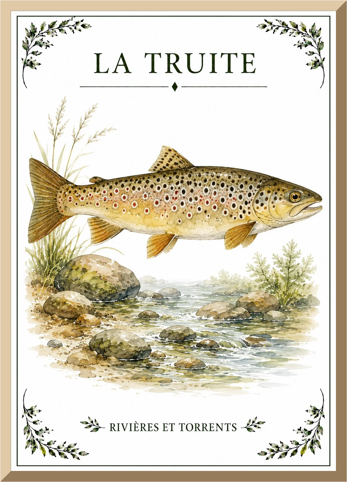 Affiche naturaliste Truite – illustration de poisson