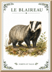 Affiche naturaliste Blaireau – illustration de faune