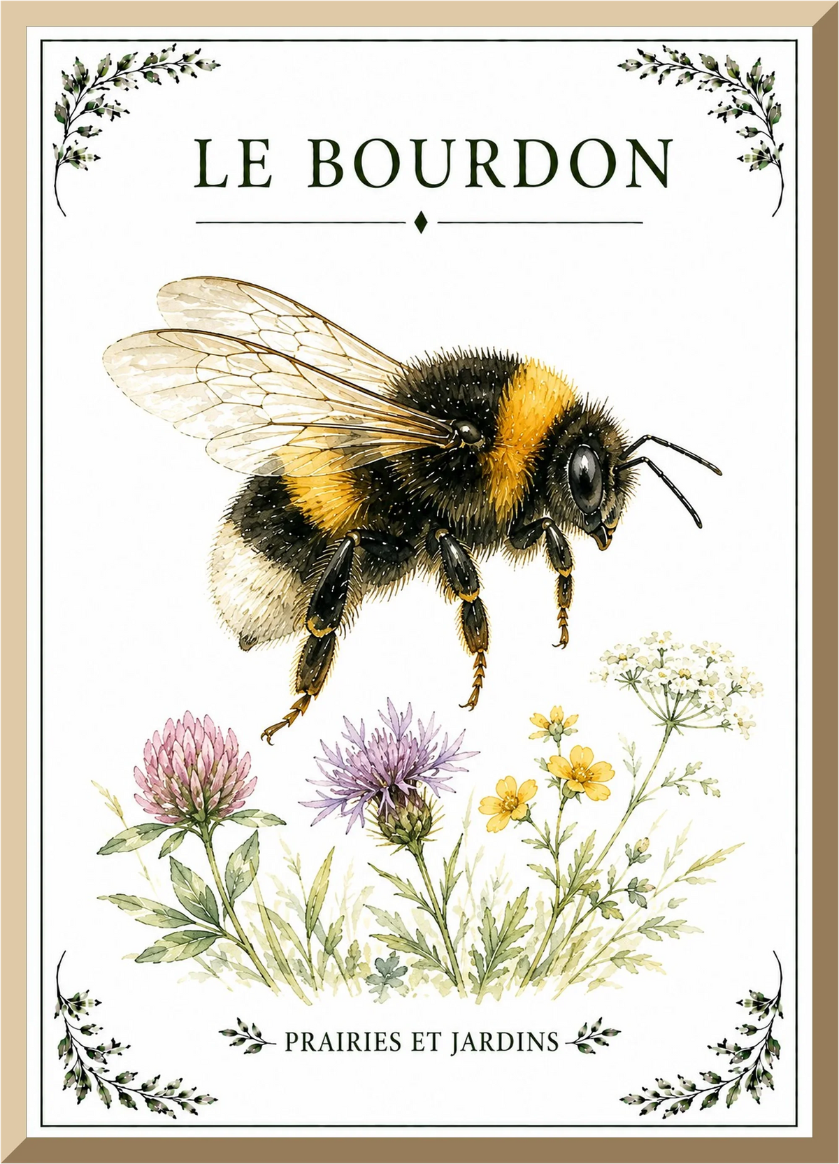Affiche naturaliste Bourdon – illustration de nature