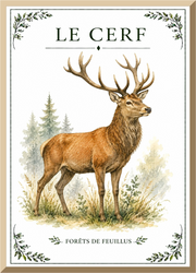 Affiche naturaliste Cerf – illustration de faune