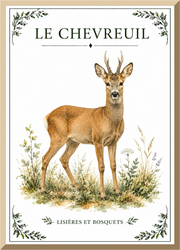 Affiche naturaliste Chevreuil – illustration de faune