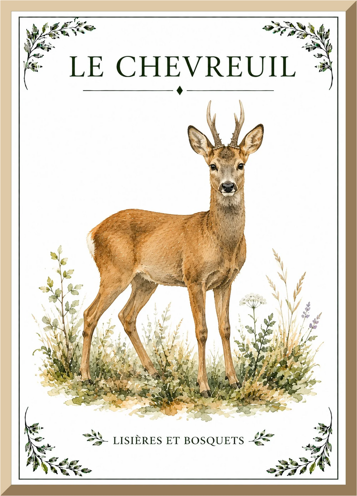 Affiche naturaliste Chevreuil – illustration de faune