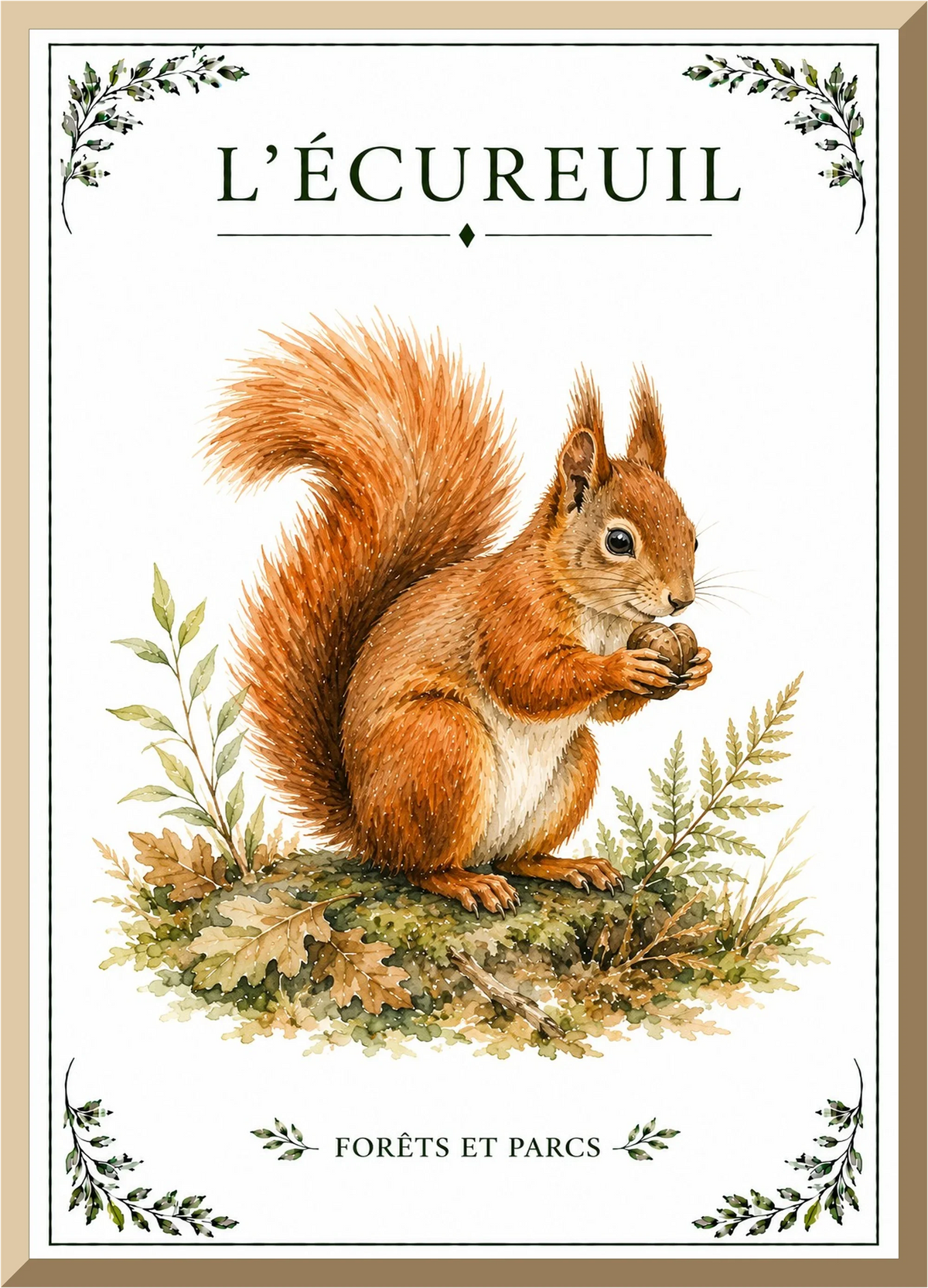 Affiche naturaliste Écureuil – illustration de faune