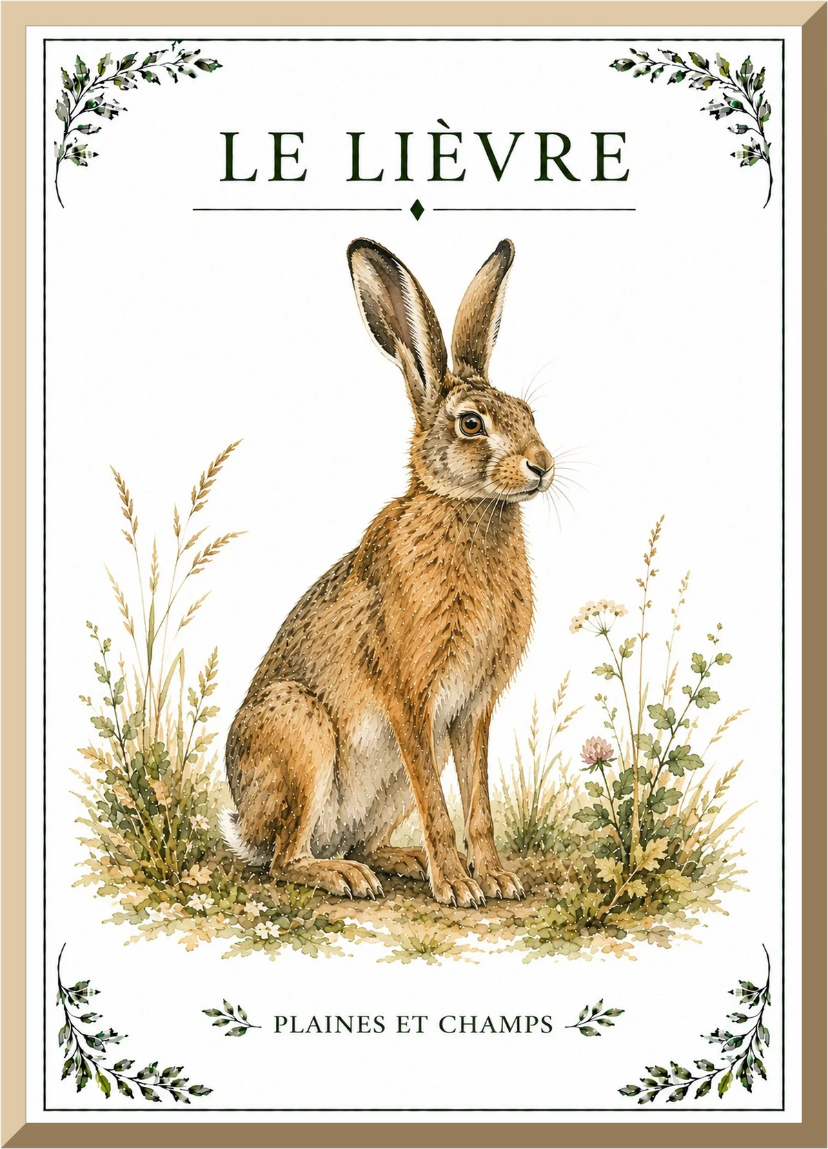 Affiche naturaliste Lièvre – illustration de faune
