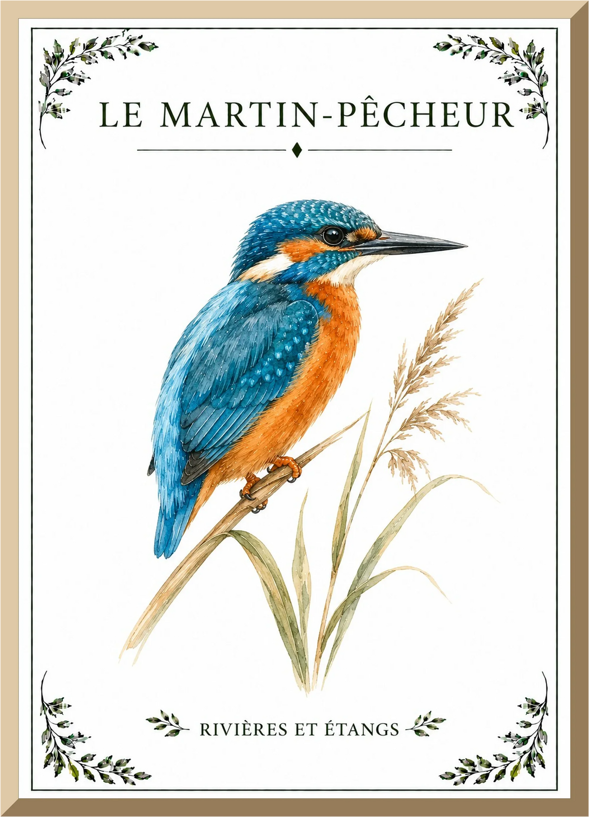 Affiche naturaliste Martin-Pêcheur – illustration d’oiseau