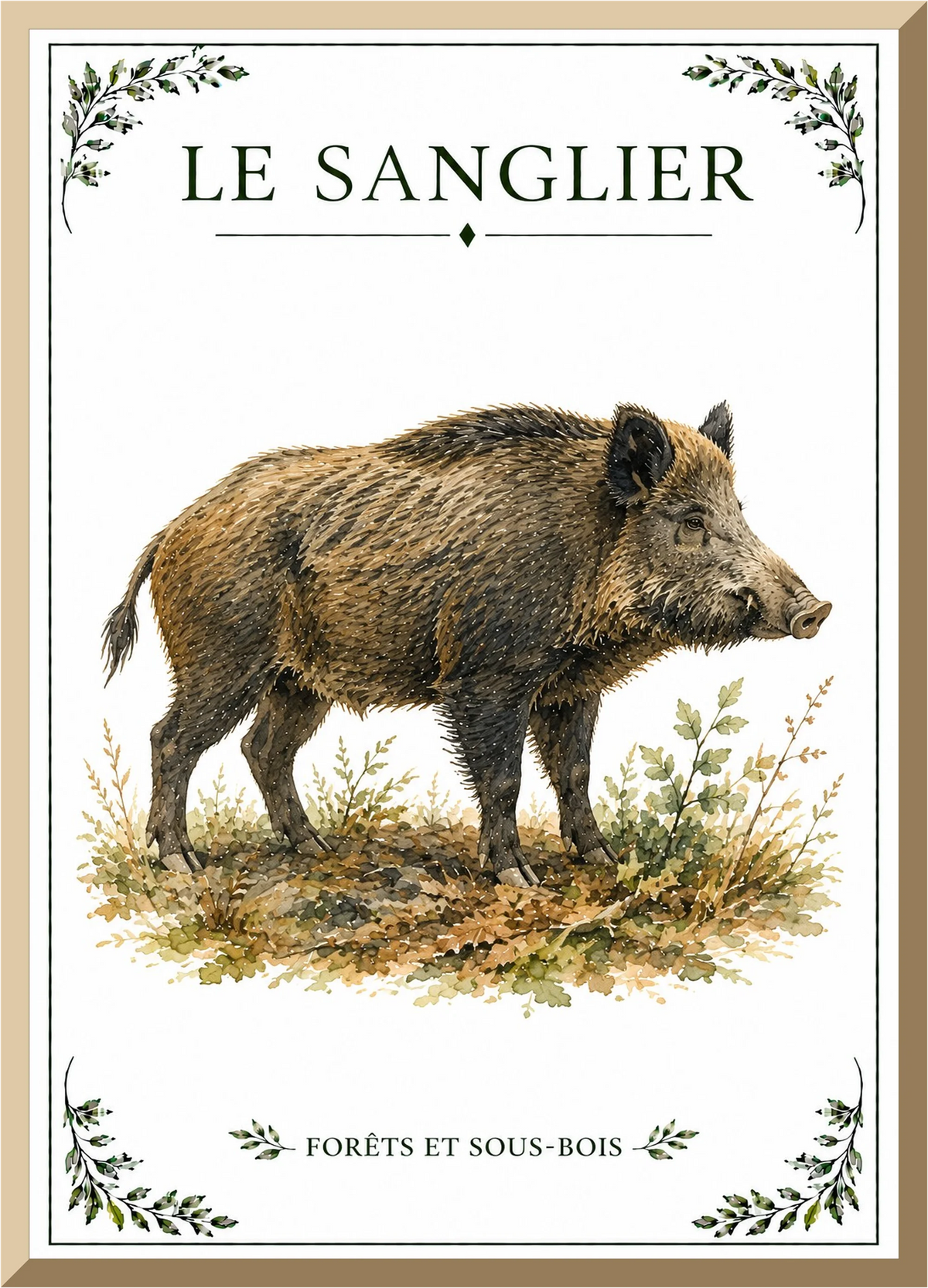 Affiche naturaliste Sanglier – illustration de faune