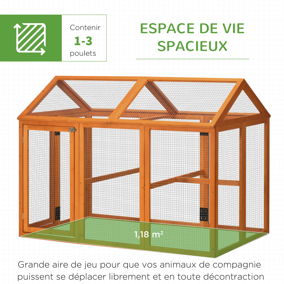 Enclos poulailler en bois, 1,18 m², orange-4