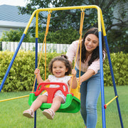 Portique Balançoire Enfants 3-en-1, Balançoire Pliable avec Siège Réglable, Intérieur et Extérieur, Multicolore-8