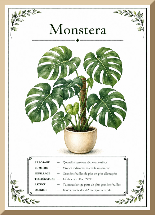 Affiche botanique Monstera – illustration végétale