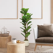 Ficus artificiel figuier lyre 120 cm, tronc en bois massif, pot inclus, intérieur-7