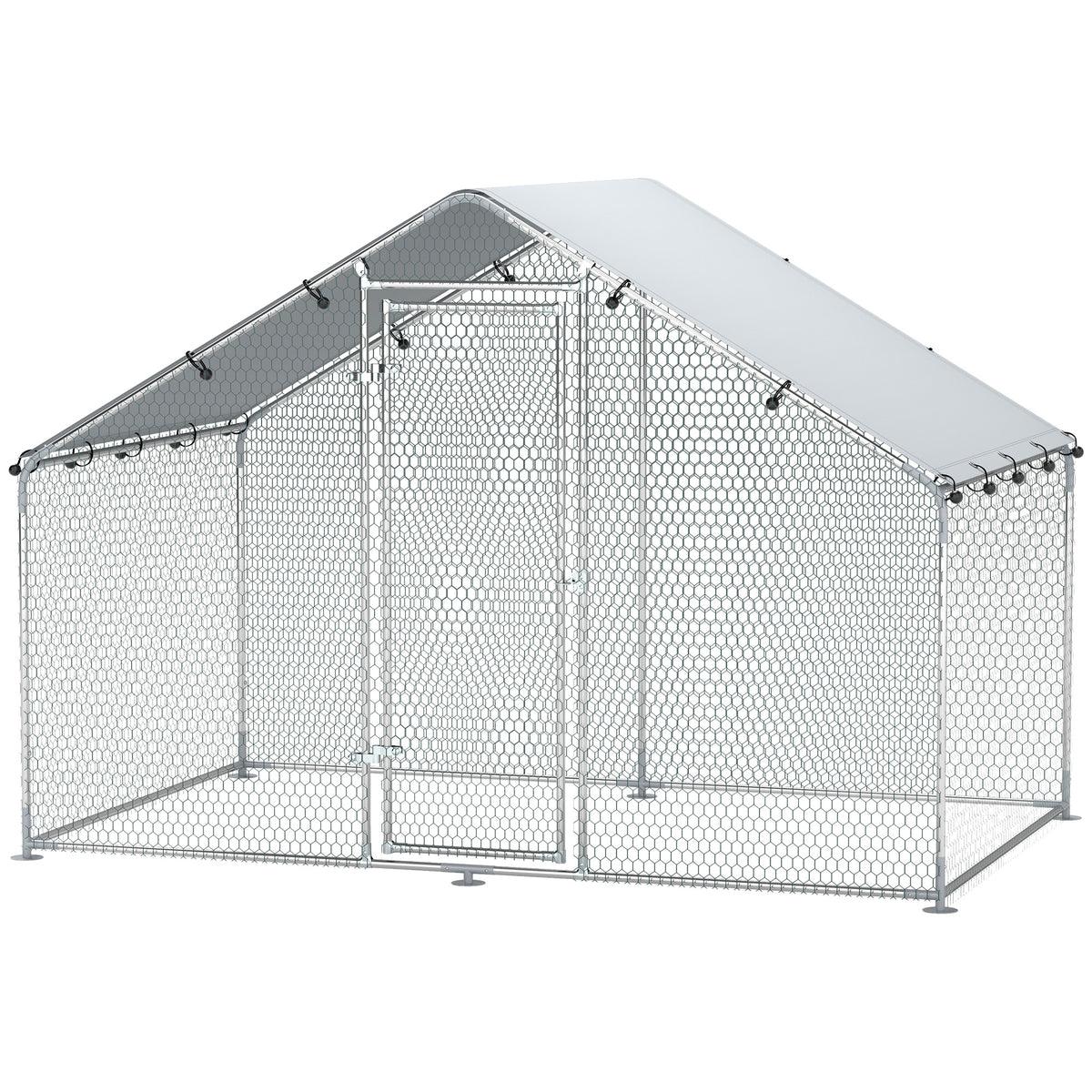 Enclos poulailler en métal, 5,1 m², pour 5 à 8 poules-0