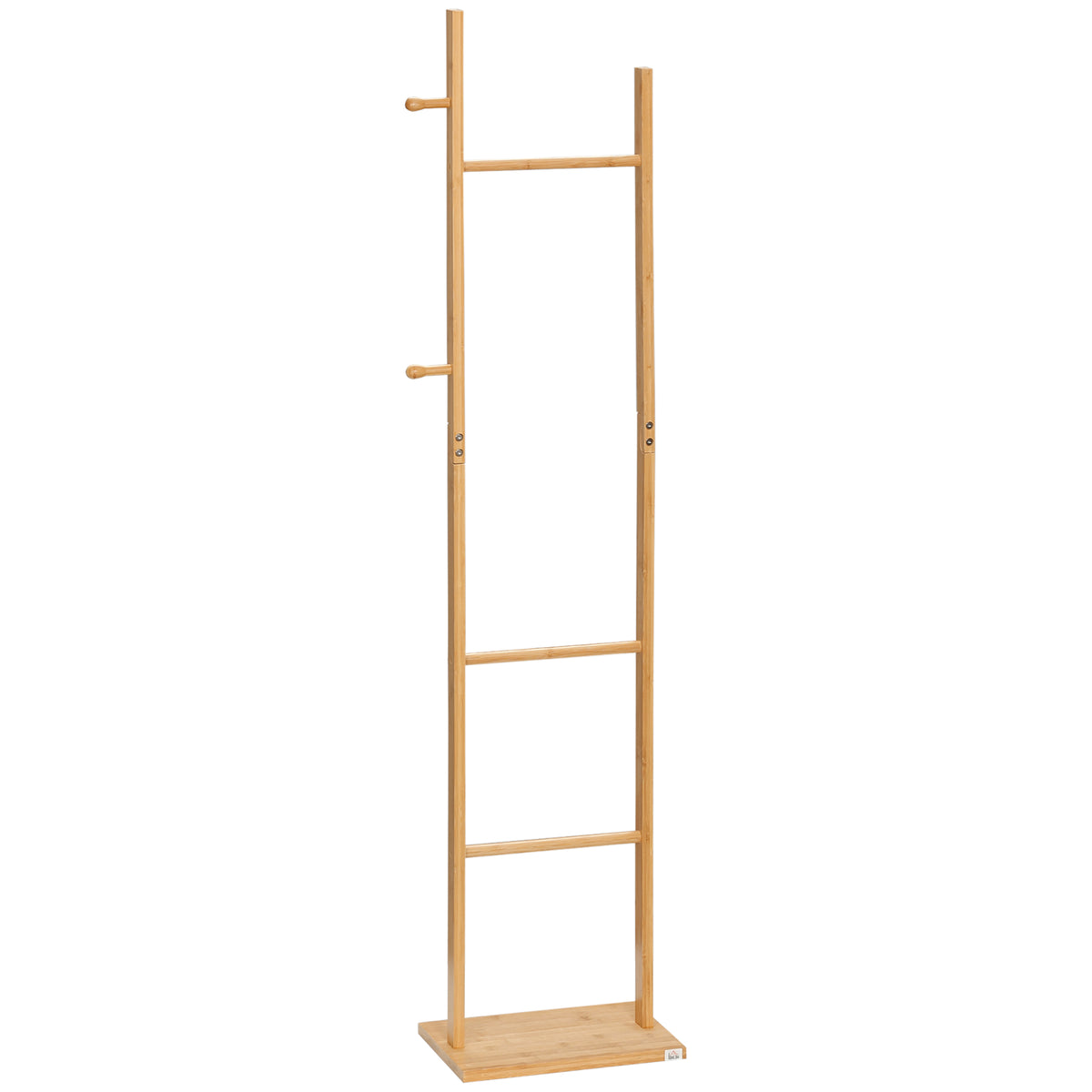Porte manteau sur pied portant à vêtements, Vestiaire en bois avec 3 tringles et 2 crochets-0