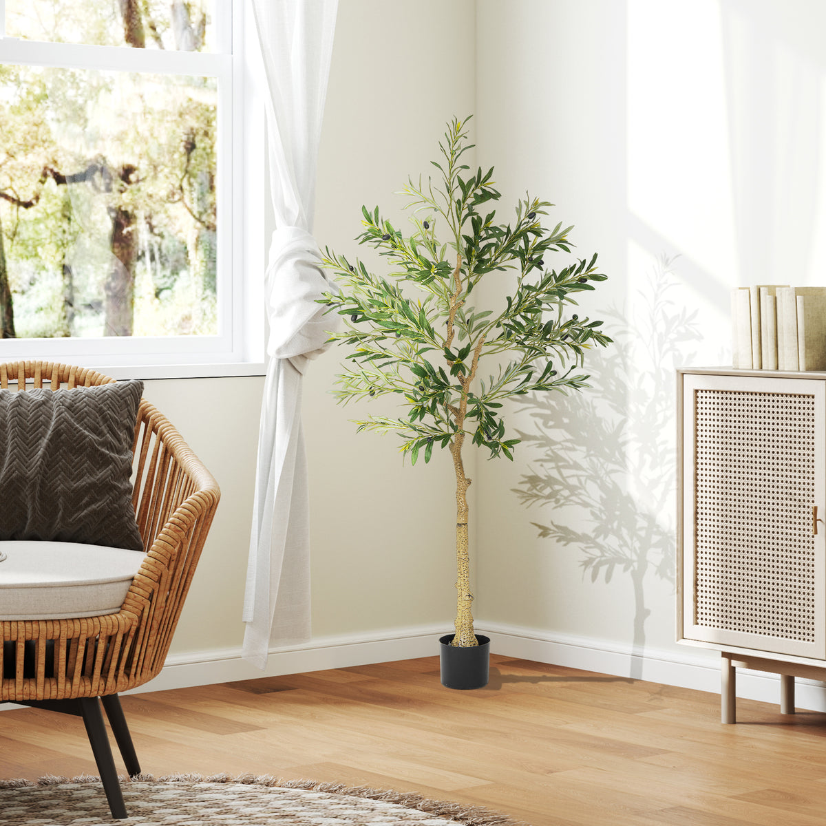 Olivier artificiel 150 cm plante artificielle intérieur, fausse plante décoration pour maison, bureau, salon, chambre-1