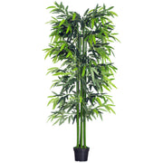 Bambou Artificiel XXL 1,80H m arbre artificiel Feuilles denses réalistes Pot Inclus Noir Vert-0