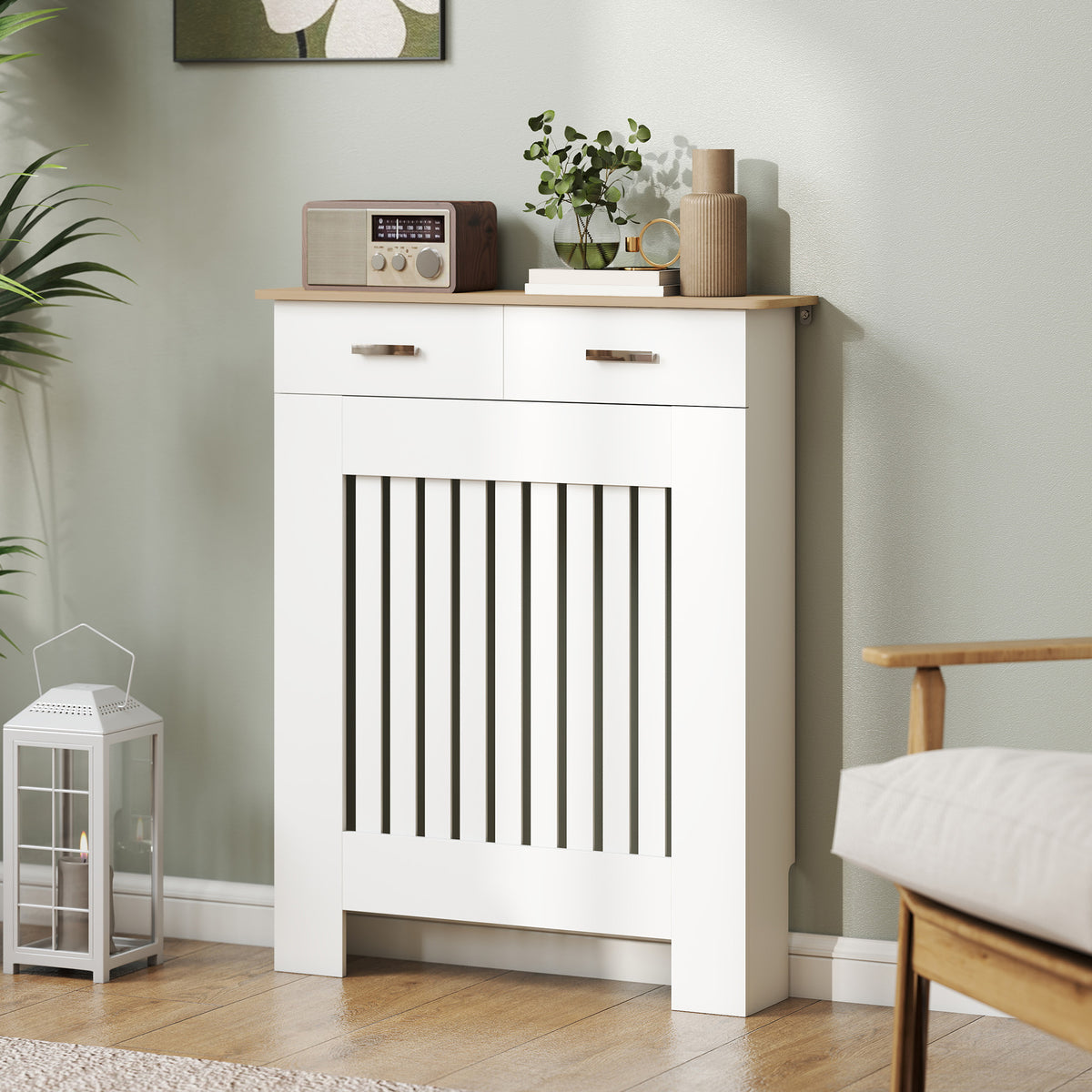 Cache-radiateur bois tiroir lattes verticales-4