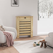 Couvercle de radiateur cache radiateur grille à lattes horizontales avec 2 tiroirs en bois 78l x 19P x 95,5H cm chêne-1