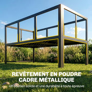 Salon de Jardin Mobilier de Terrasse 3 Pièces 4 Places Modulable avec Accoudoir Réglable Coussins Épais 16cm Gris-7