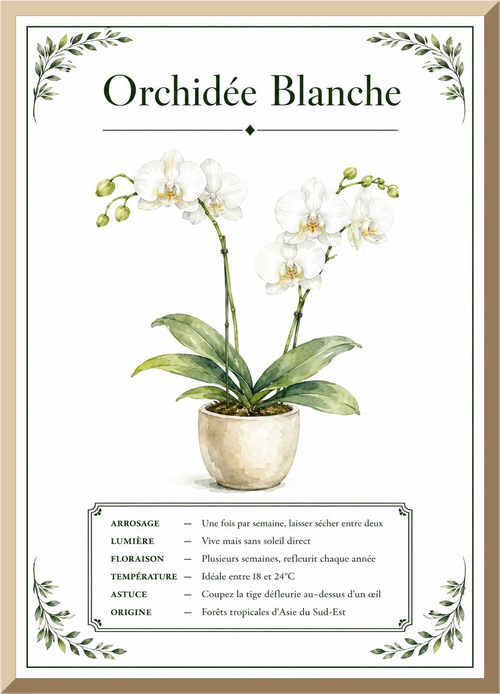 Affiche botanique Orchidée Blanche – illustration florale