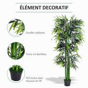 Bambou Artificiel XXL 1,80H m arbre artificiel Feuilles denses réalistes Pot Inclus Noir Vert-4