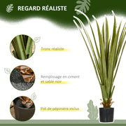 Agave artificiel 90 cm, 16 feuilles, pot ciment-1