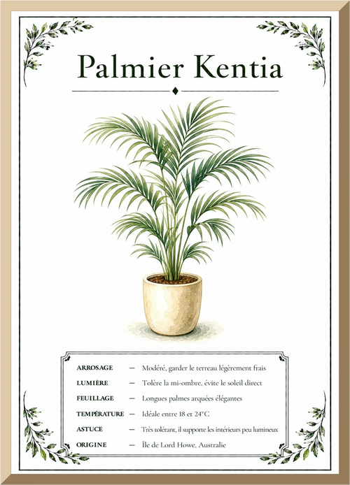 Affiche botanique Palmier Kentia – illustration végétale