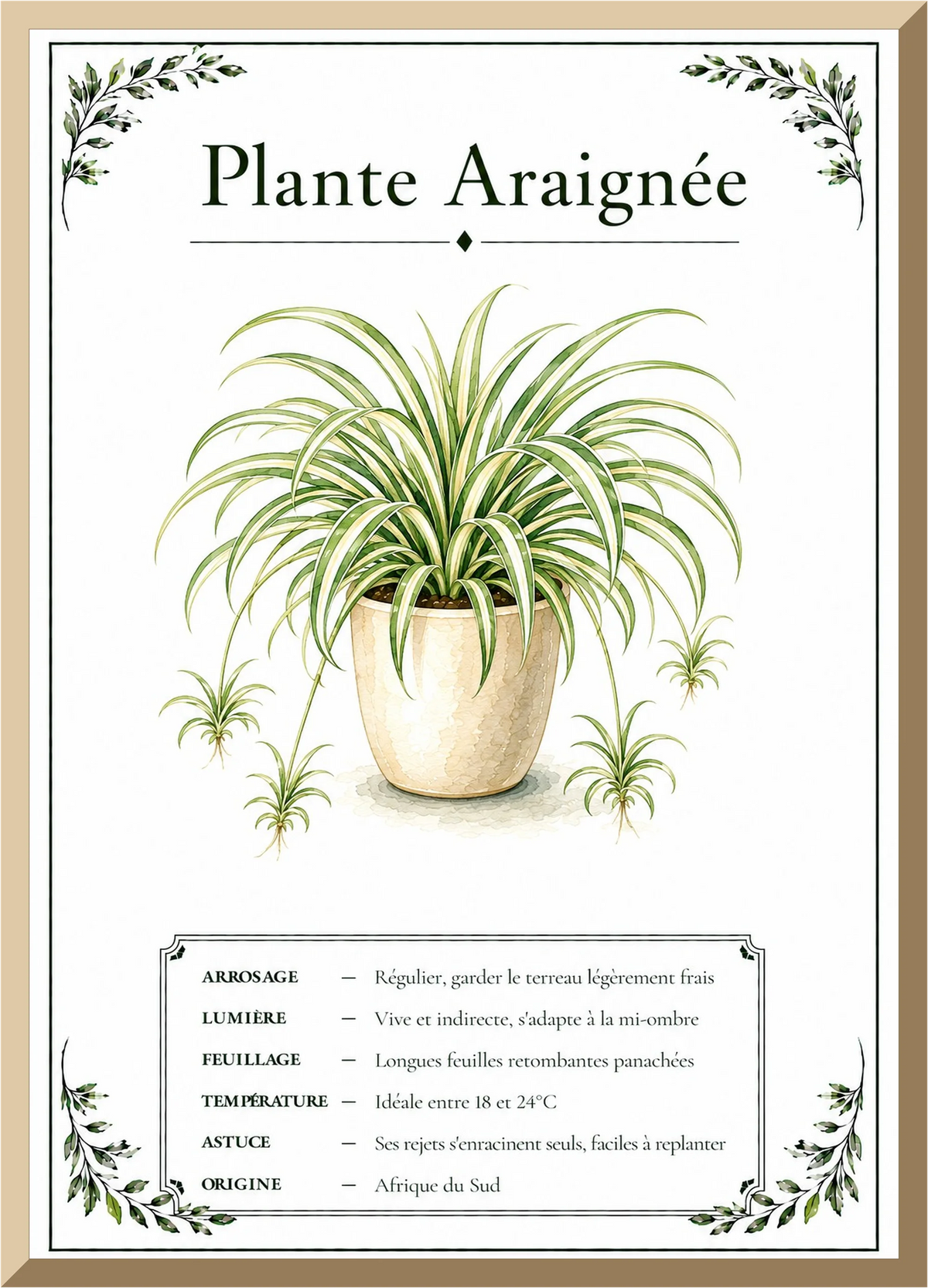 Affiche botanique Plante Araignée – illustration végétale