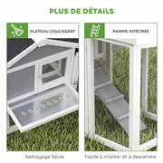 Poulailler chalet en bois massif, 204 x 85 x 93 cm, gris-6