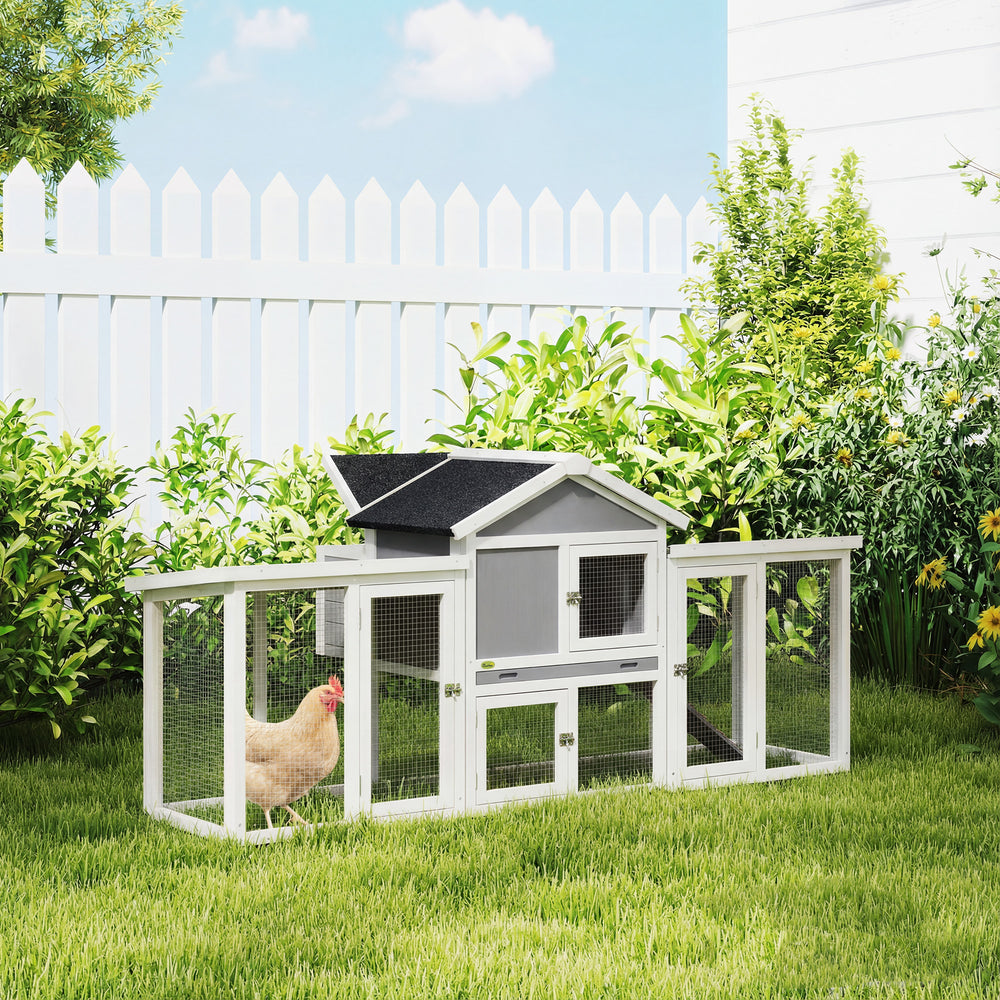 Poulailler chalet en bois massif pour 2 à 4 poules — 204 x 85 x 93 cm
