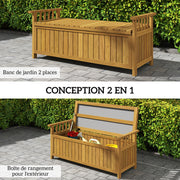 Banc de jardin 2 places en bois avec rangement de 151L banc d'extérieur avec accoudoirs 128,5 x 56 x 53,5 cm marron-3