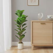 Ficus artificiel figuier lyre 120 cm, tronc en bois massif, pot inclus, intérieur-8