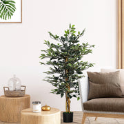 Ficus bonsaï artificiel 130 cm, tronc liane, pot lichen-5
