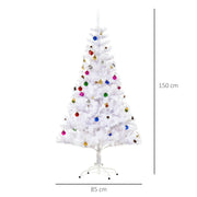 Sapin Arbre de Noël Artificiel Blanc 150 cm 680 Branches avec Nombreux Accessoires variés-2